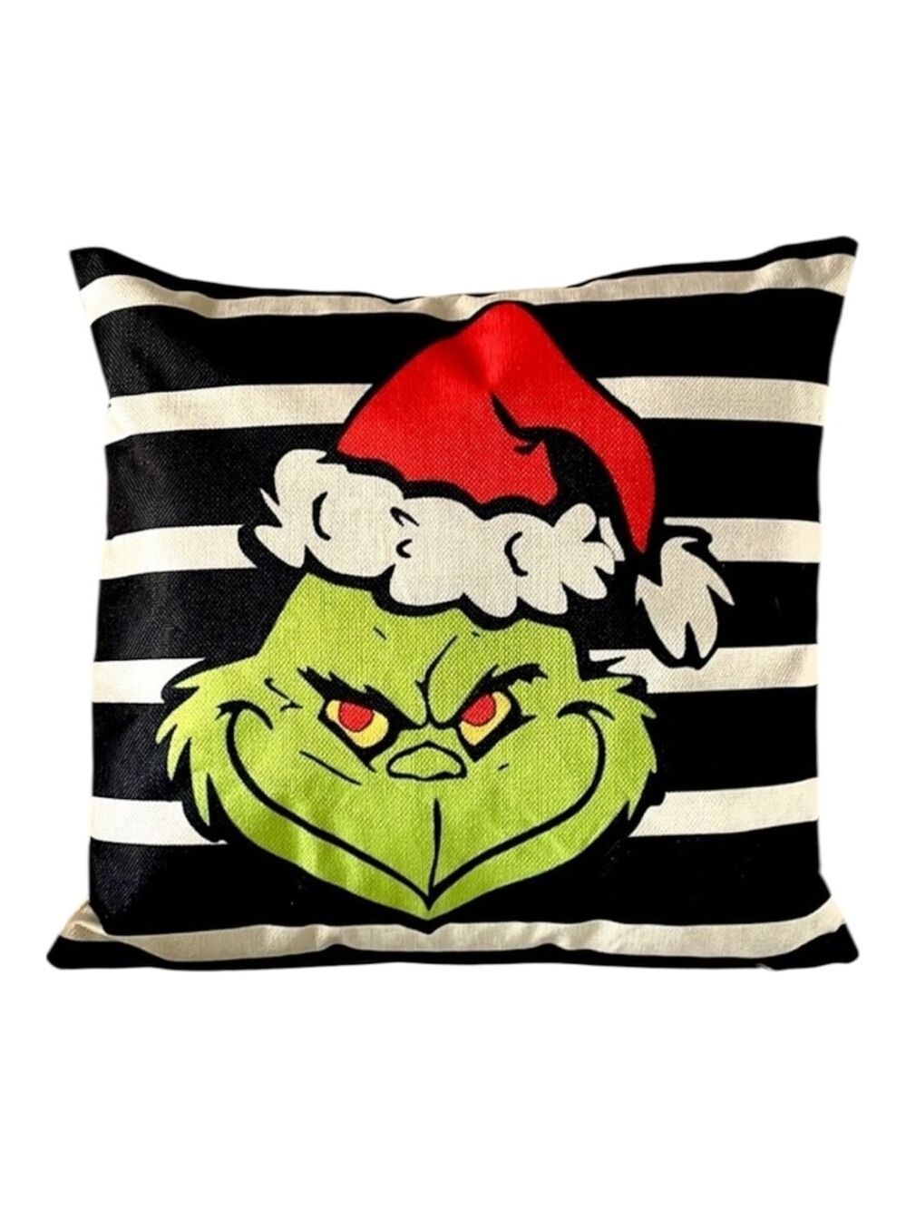 Set of 2 Grinch Black and White Striped Grinch Throw Pillow Covers